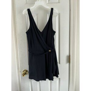 Vintage 1950s " Roxanne Bra Sized" Black Adjustable Straps One-Piece Swimsuit At